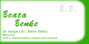 beata benke business card